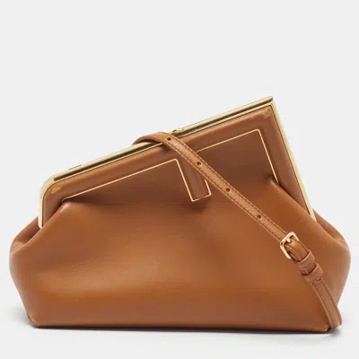 Pre-owned Fendi First Small Brown Leather Clutch