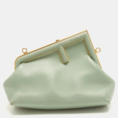 Pre-owned Fendi First Small Green Leather Clutch Bag
