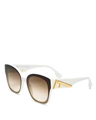 Fendi First Square Sunglasses, 63mm In Ivory/brown Gradient