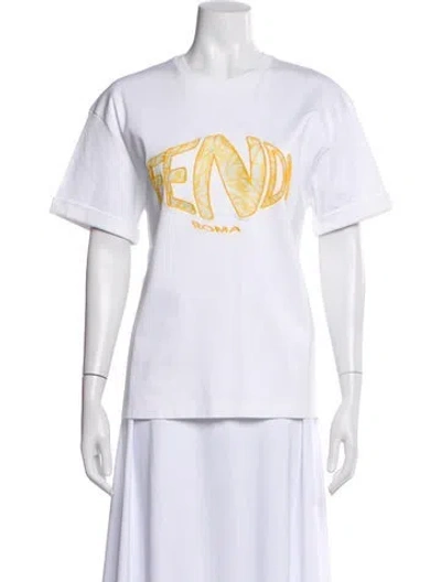 Pre-owned Fendi Fisheye Graphic Print T-shirt In White