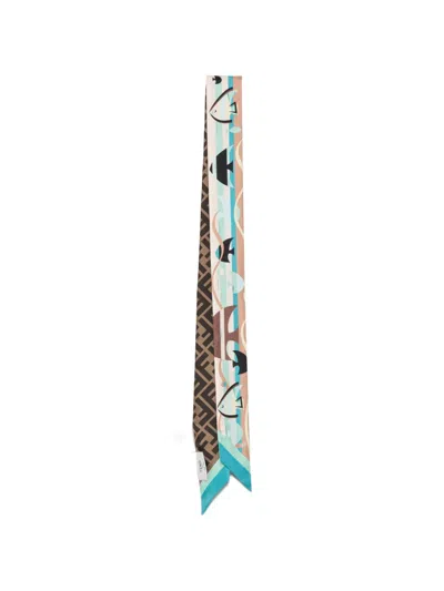 Fendi Fish-print Scarf In Brown