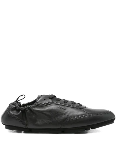 Fendi Fit Lace-up Sneakers In Black