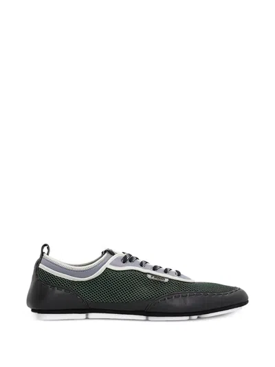 Fendi Fit Sneakers Neon Green Mesh And Black Leather In Multi