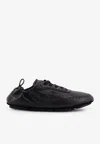 Fendi Calf Leather Sneakers With Subtle Branding In Black