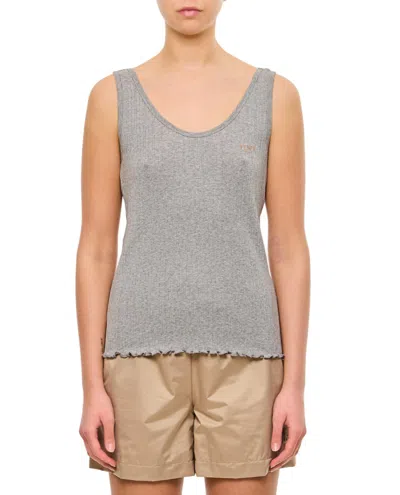 Fendi Fitted Jersey Top With Scalloped Hem