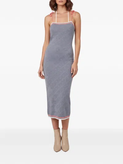 Pre-owned Fendi Fitted Midi Dress In Grey