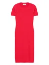 Fendi Fitted Midi Dress With Textured Pattern In Red
