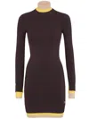 Fendi Short Fitted Pink Wool Dress In Brown