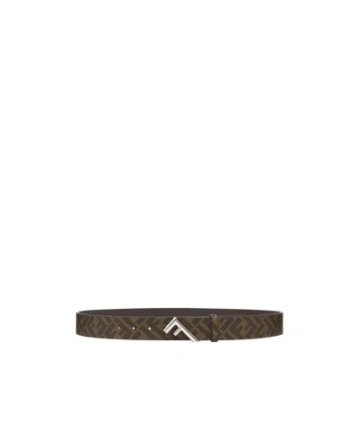 Fendi Five Canvas Belt In Brown