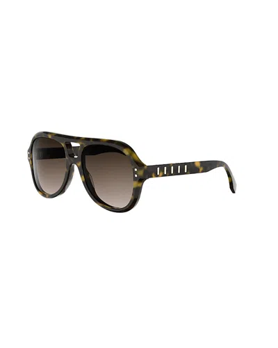 Fendi Five Sisters Pilot Sunglasses, 56mm In Dark Havana / Gradient Brown