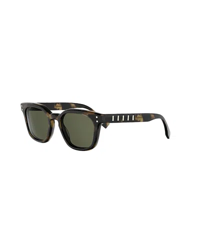 Fendi Five Sisters Square Sunglasses, 51mm In Colored Havana / Green