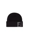 Fendi Men Black Wool Blend Beanie Hat In Black