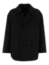 Fendi Double-breasted Caban In Slate Grey Wool Men In Black