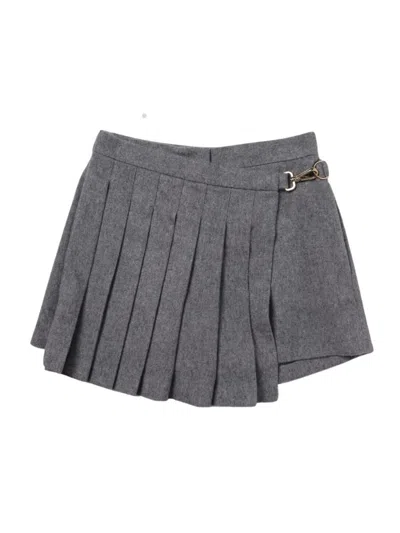 Fendi Kids' Pleated Flannel Skort In Grey