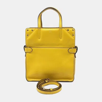 Pre-owned Fendi Flap Bag Small (8bt306) In Yellow