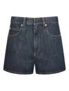 Fendi Women Blue Shorts With Logo Patch On The Rear In Denim Woman In Blue