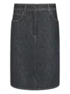 Fendi Flared Midi Denim Skirt With All-over Quilted Ff Motif Clothing In Black