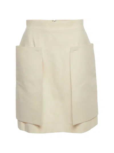 Pre-owned Fendi Flared Mini Skirt In Neutrals