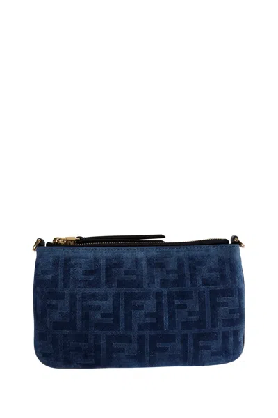 Fendi Flat Baguette Pouch In Blue