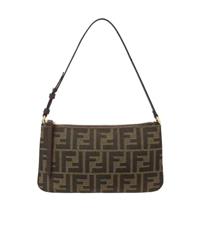 Fendi Flat Baguette Pouch In Brown