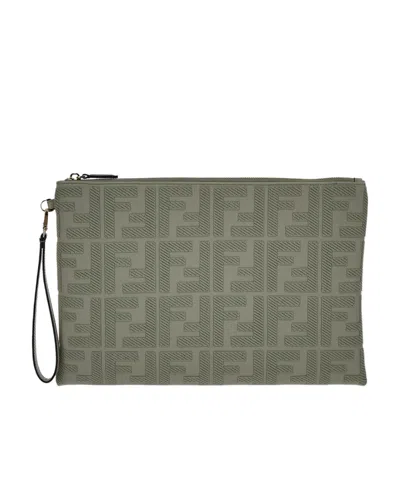 Fendi Flat Ff Handbag In Gray