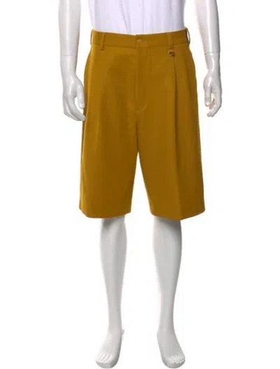 Pre-owned Fendi Flat Front Shorts In Yellow