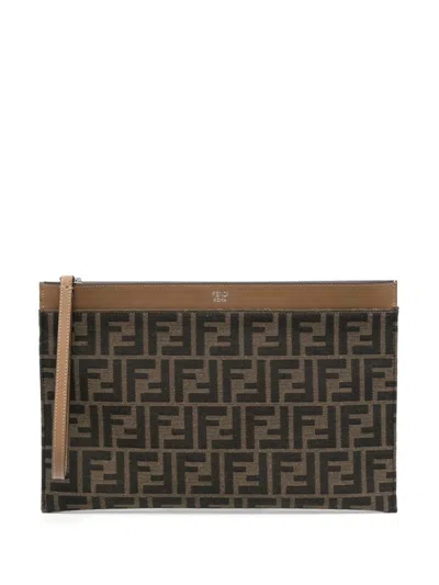 Fendi Flat Pouch M Bags In Brown