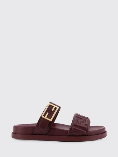 Fendi Flat Sandal Woman  In Burgundy