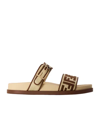Fendi Flat Sandals In Brown