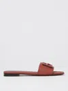 Fendi Baguette Leather Slides With Macro Selleria Topstitches In Brown