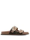 Fendi Logo-detailed Canvas And Leather Sandals In Multicolor