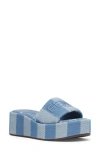 Fendi Sunshine Stripe Logo Platform Sandals In F1std Bianco Blu Ceruleo
