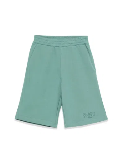 Fendi Fleece Bermuda Shorts In Green