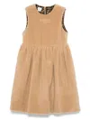 Fendi Kids Faux Fur Logo Embroidery Dress In Brown