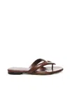 Fendi Textured Leather Thong Sandals With Silhouette In Brown