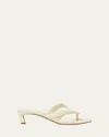 Fendi Fling Snake-embossed Leather Thong Sandals In White