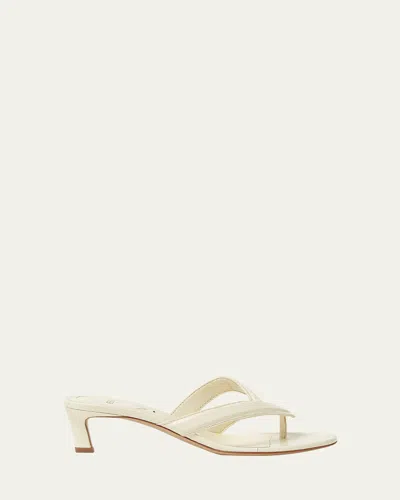 Fendi Fling Snake-embossed Leather Thong Sandals In White