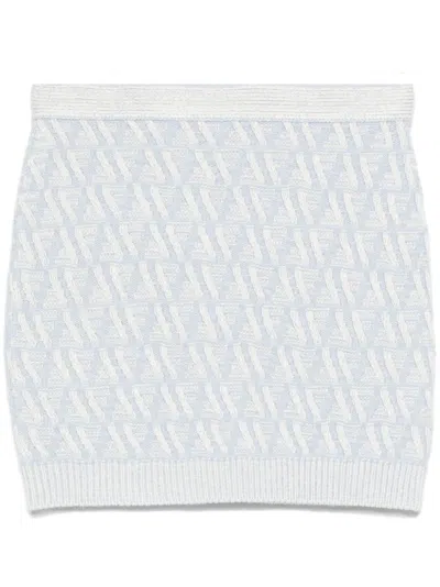 Fendi Monogram Knit Skirt Silk Thread In White
