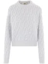 Fendi Ff Wool And Cashmere Crop Sweater In Multicolour