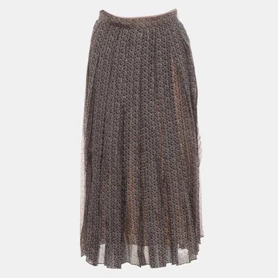 Pre-owned Fendi Floating Petals Chiffon Skirt In Brown