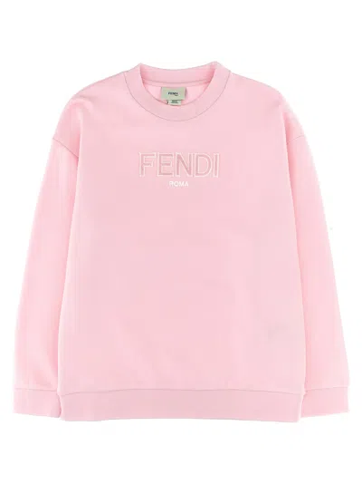 Fendi Kids' Flocked Logo Sweatshirt In Pink