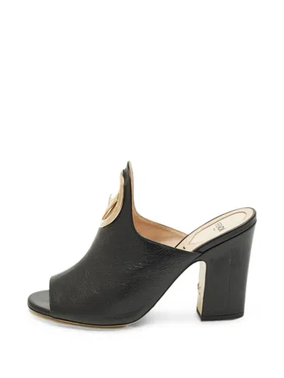 Pre-owned Fendi F-logo Mules In Black