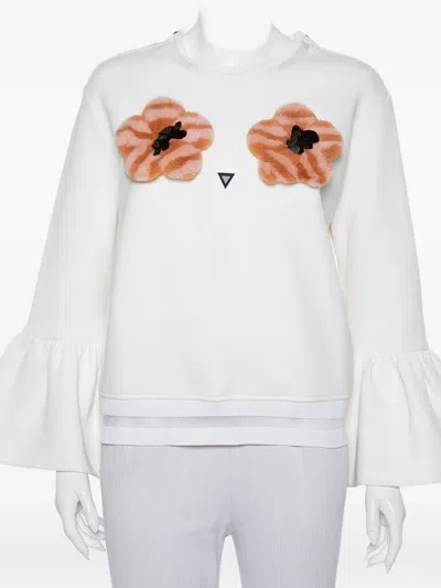 Pre-owned Fendi Floral-appliqué Sweater