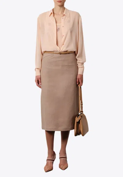 Fendi Floral Embellished Layered Top In Pink