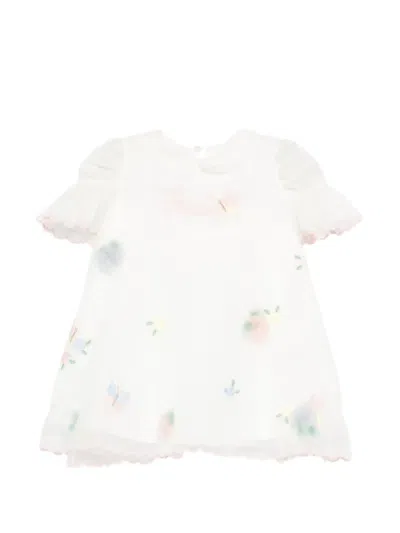Fendi Babies' Floral Embroidered Dress In White