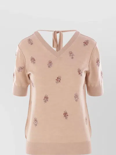 FENDI FLORAL EMBROIDERED WOOL JUMPER