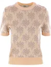 Fendi Embroidered Floral Pattern Viscose Sweater In 中性色