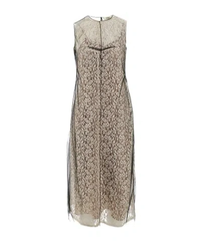 FENDI FENDI FLORAL LACE DETAILED SLEEVELESS DRESS