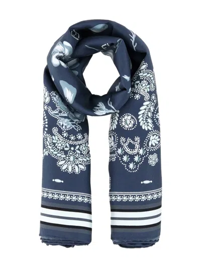 Fendi Floral Paisley Silk Scarf In Blue