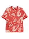 Fendi Floral-pattern Short-sleeved T-shirt In Red